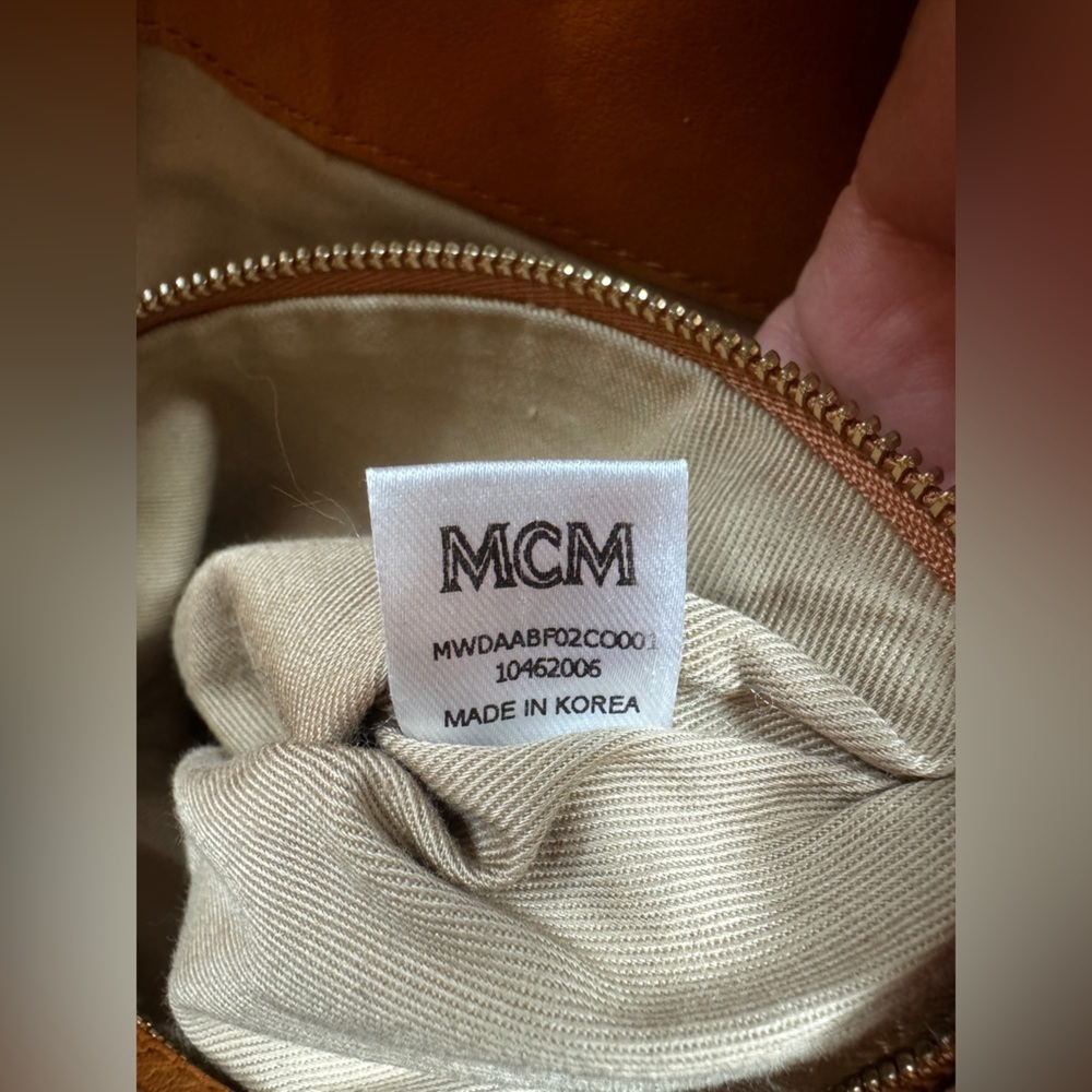 MCM Classic Cambas Tan Leather Bucket Bag with Gold Chain - Picture 16 of 16